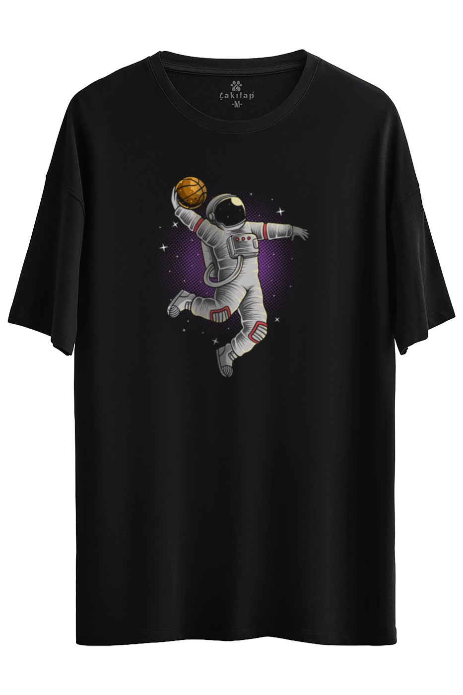 Astronot Baskılı Oversize Tişört