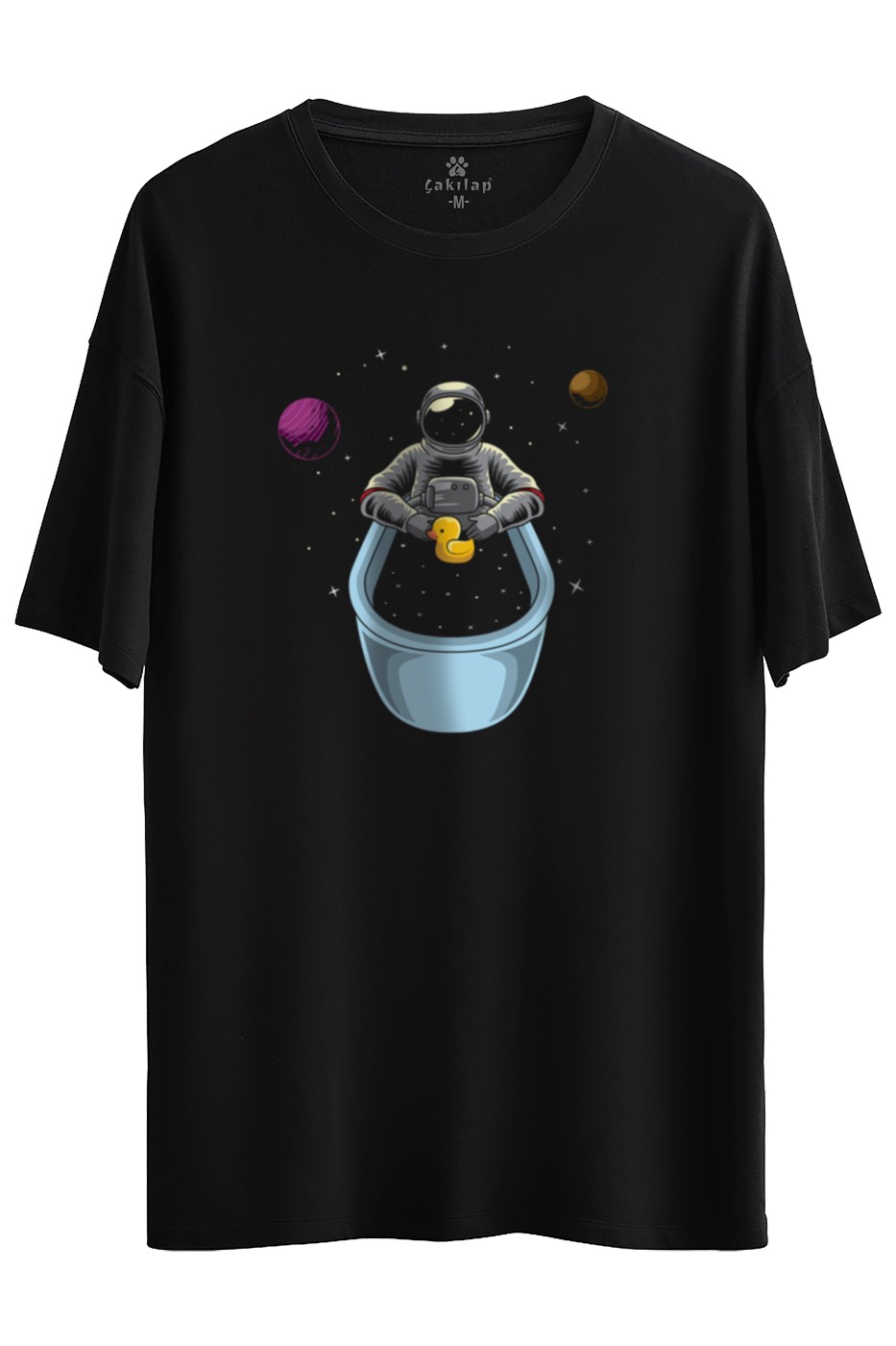 Astronot Baskılı Oversize Tişört