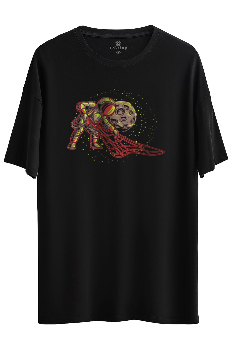 Astronot Baskılı Oversize Tişört