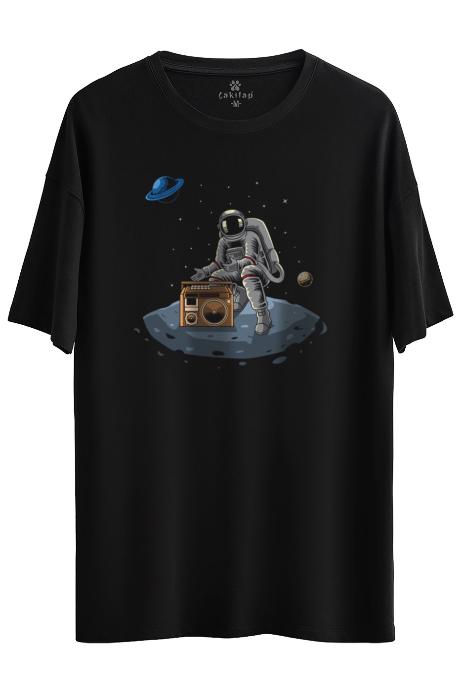 Astronot Baskılı Oversize Tişört