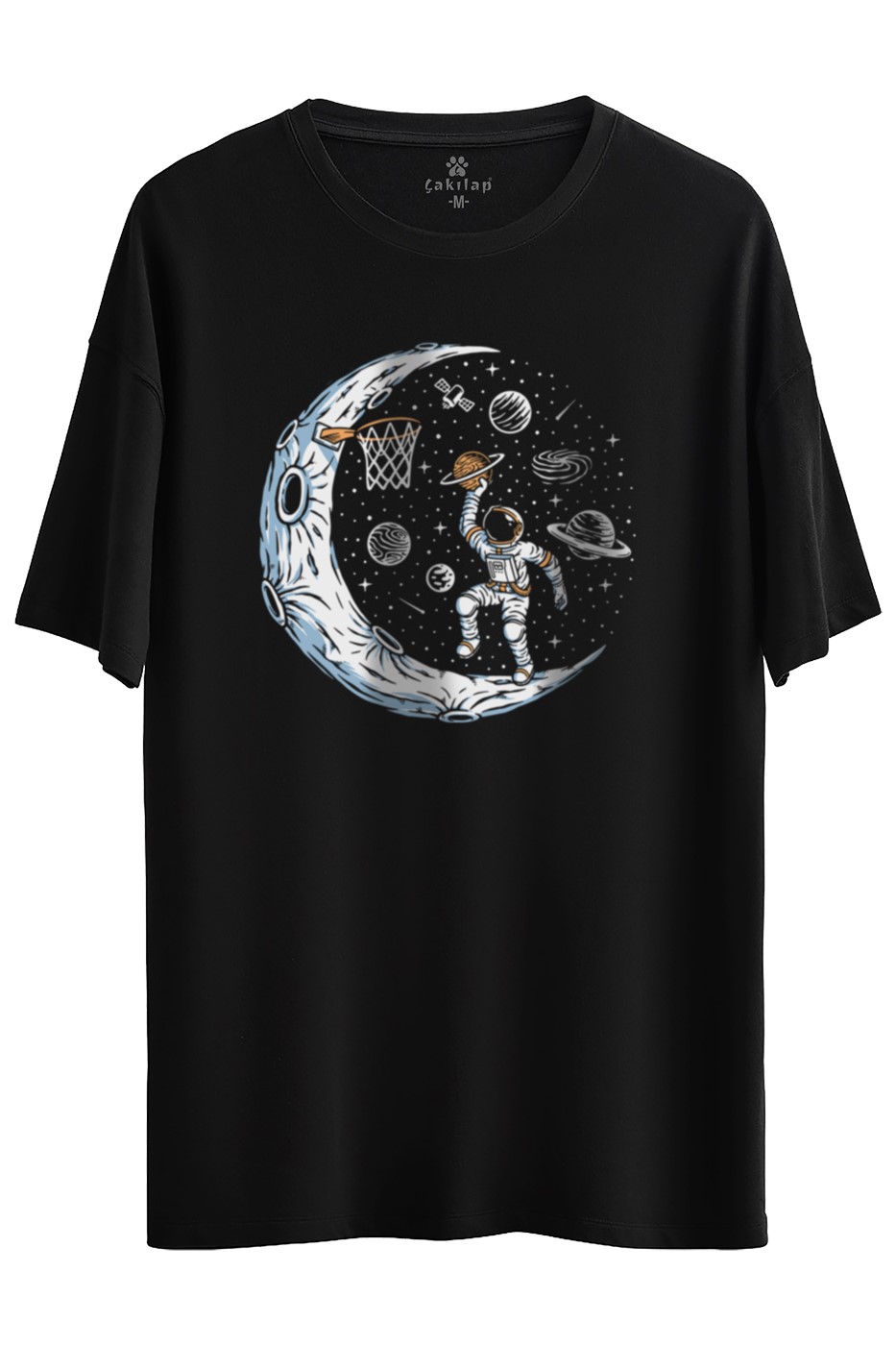 Astronot Baskılı Oversize Tişört
