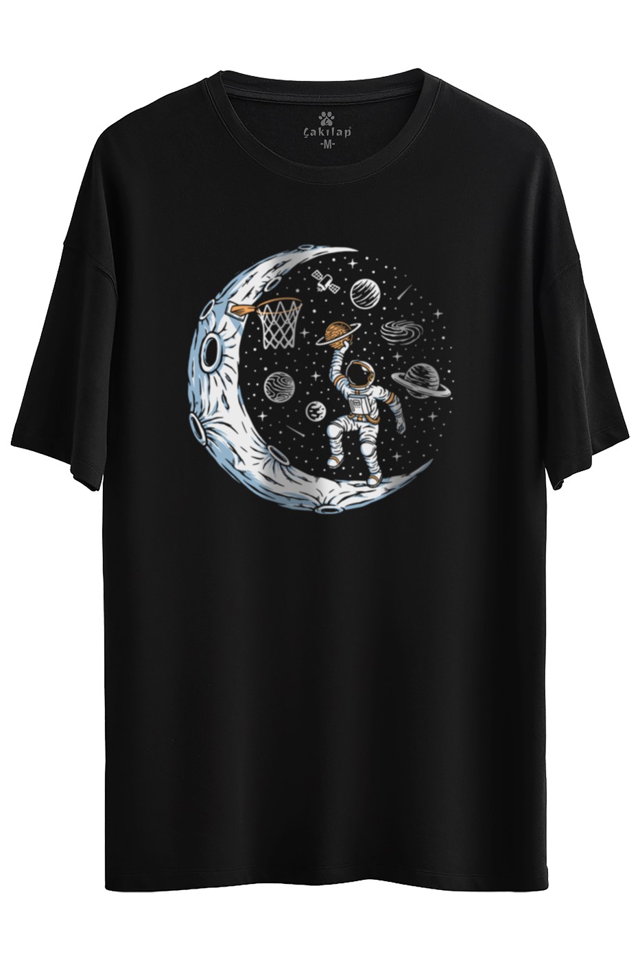 Astronot Baskılı Oversize Tişört
