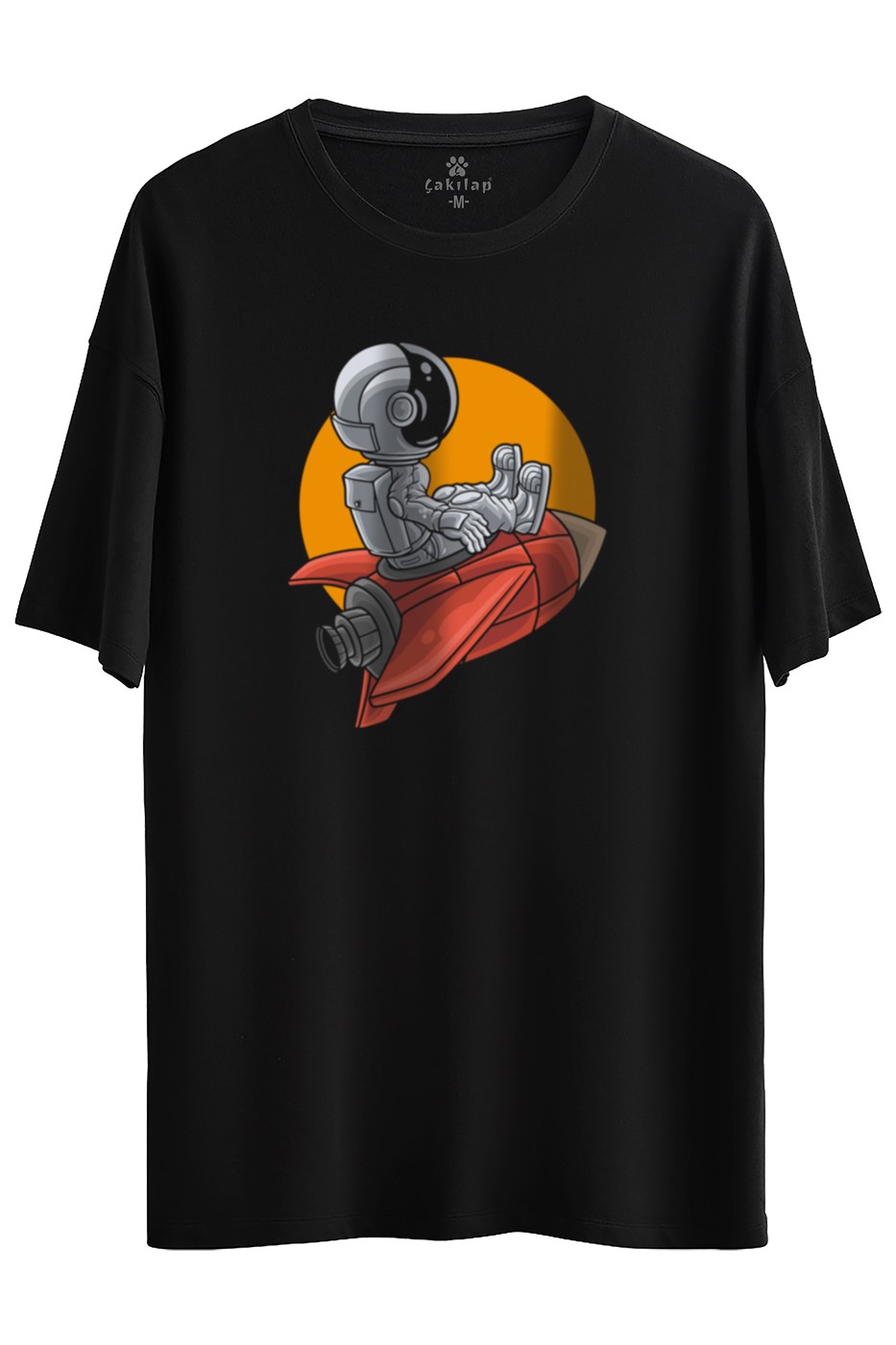 Astronot Baskılı Oversize Tişört