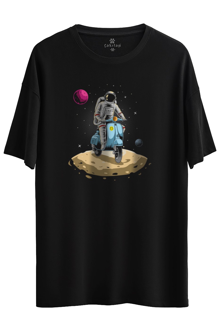 Astronot Baskılı Oversize Tişört