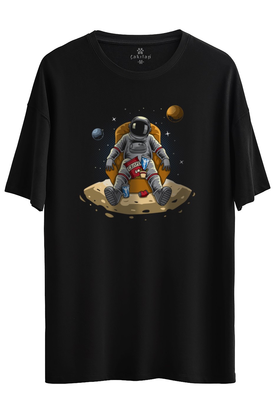 Astronot Baskılı Oversize Tişört