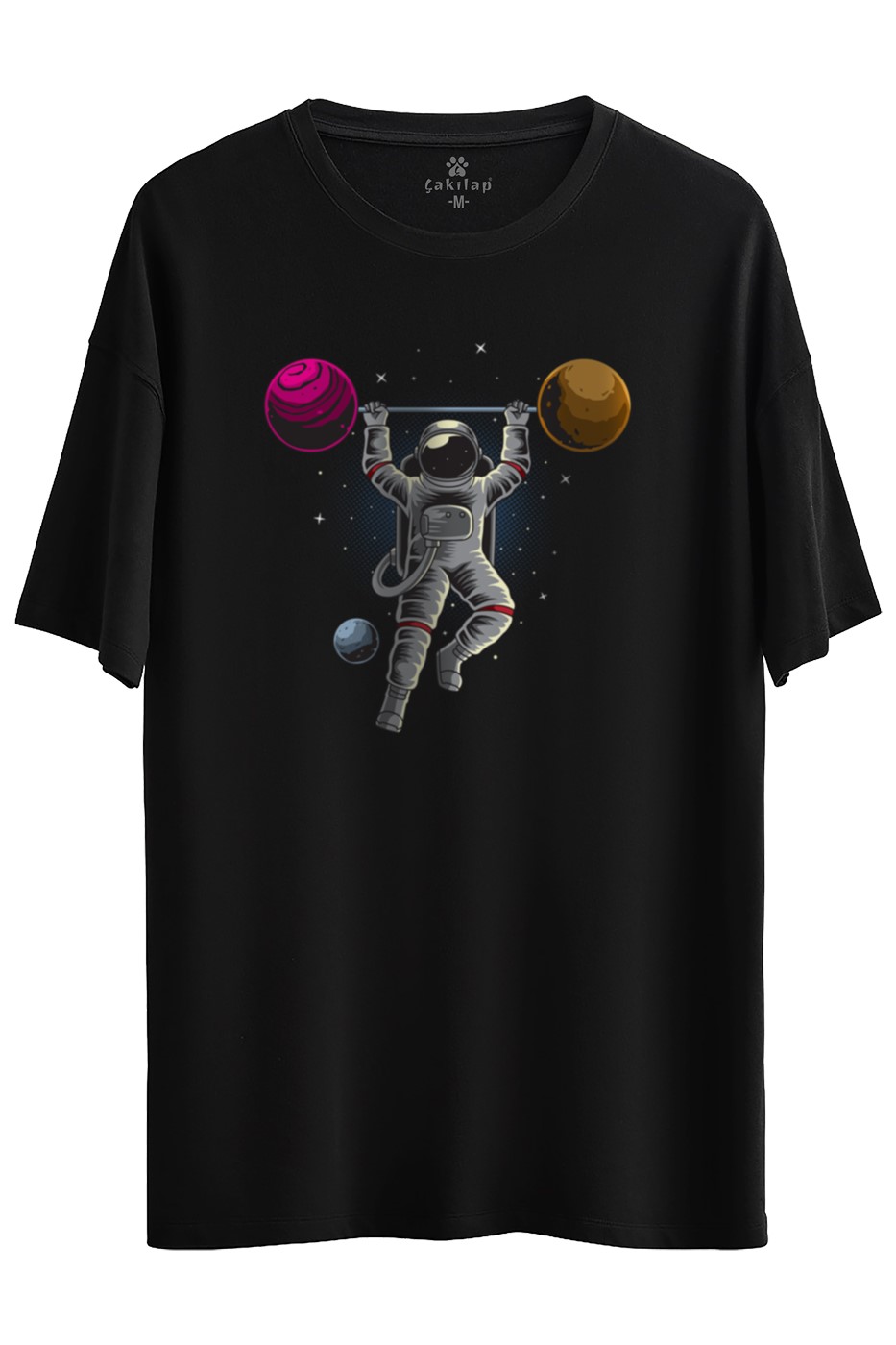 Astronot Baskılı Oversize Tişört