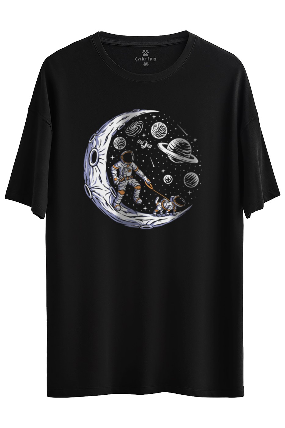Astronot Baskılı Oversize Tişört