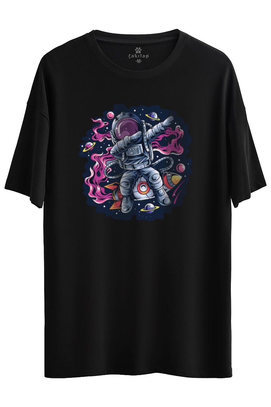 Astronot Baskılı Oversize Tişört