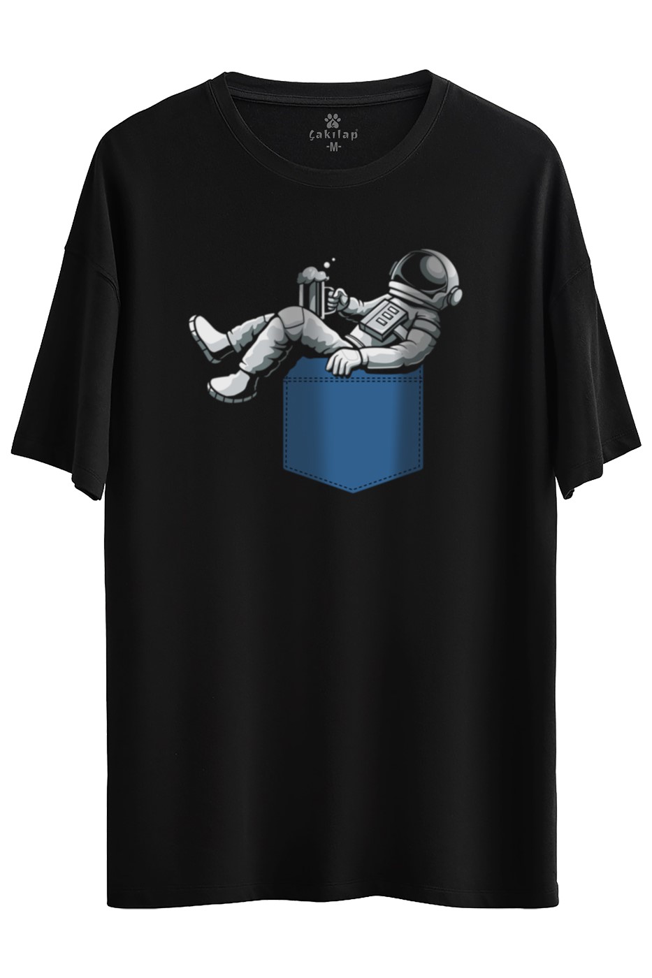Astronot Baskılı Oversize Tişört