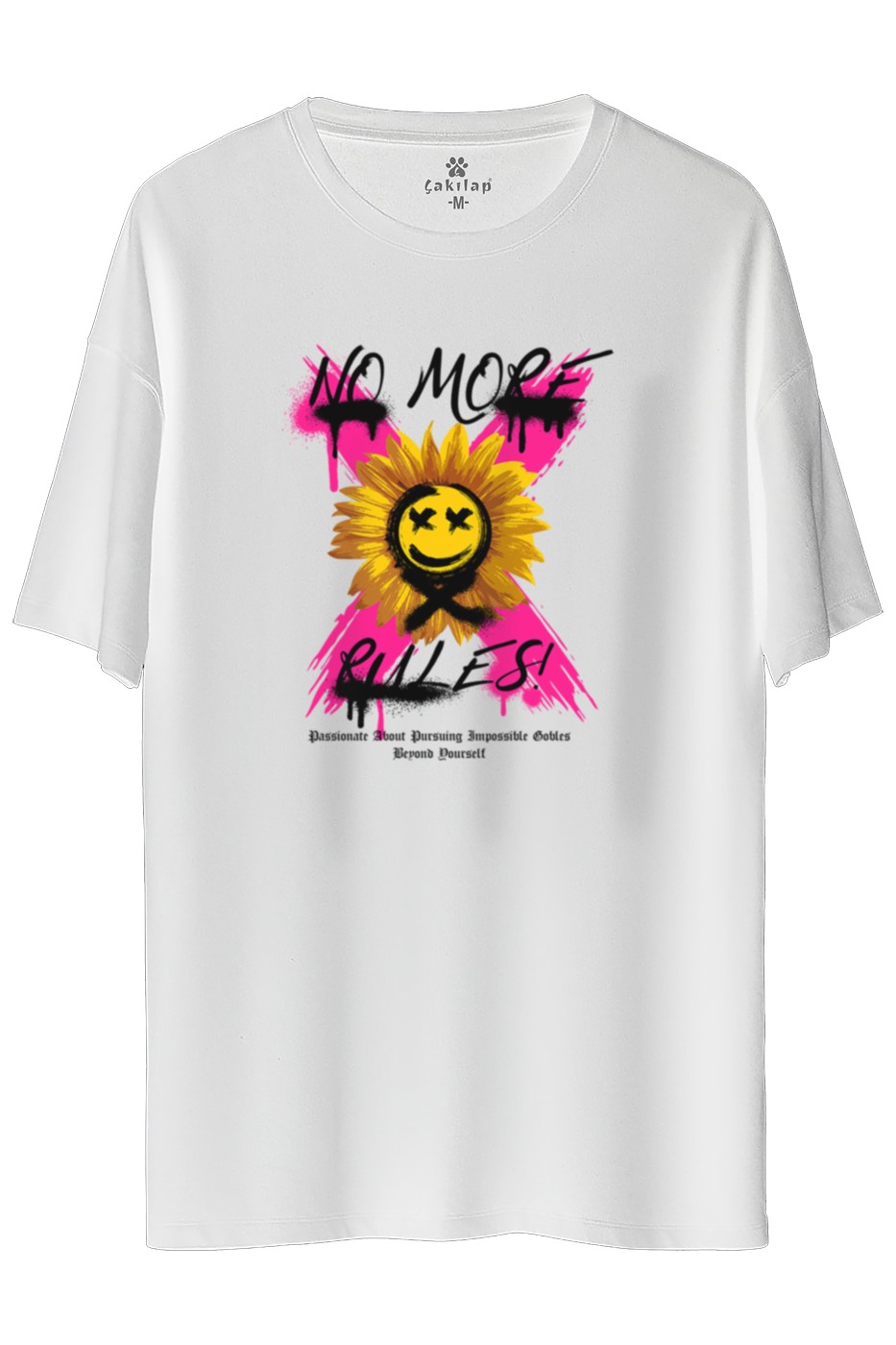 No More Rules Baskılı Oversize Tişört