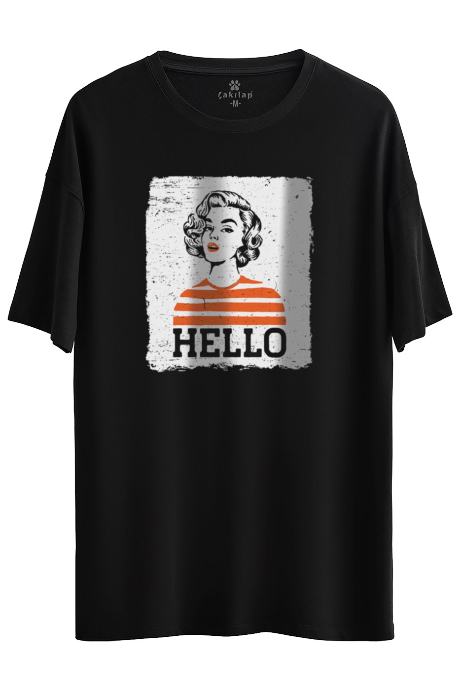 Hello  Baskılı Oversize Tişört