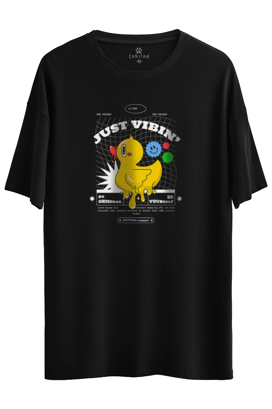 Just Vibin Baskılı Oversize Tişört