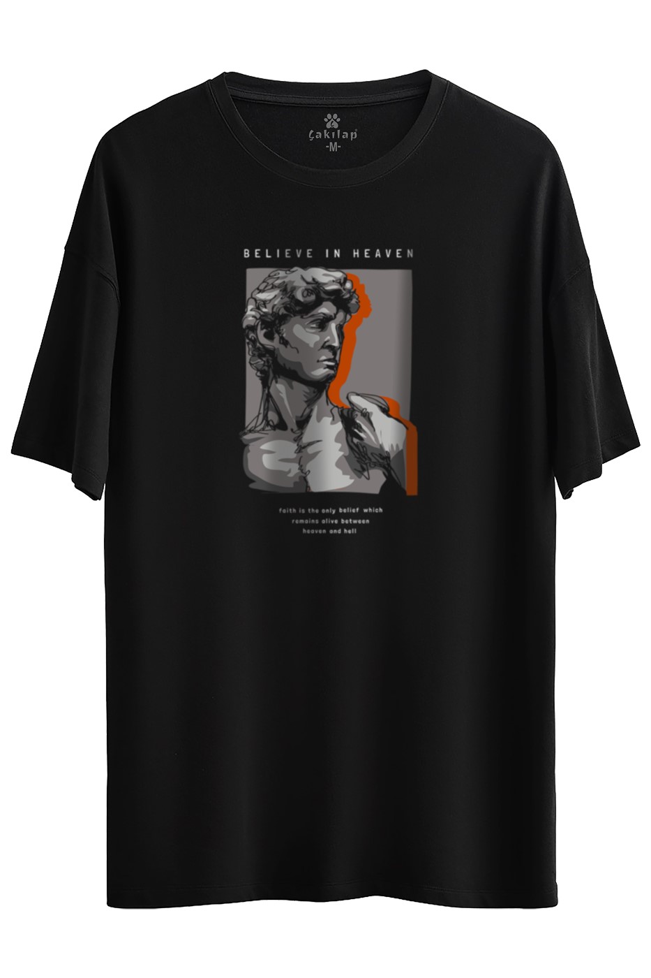 Believe In Heaven Baskılı Oversize Tişört