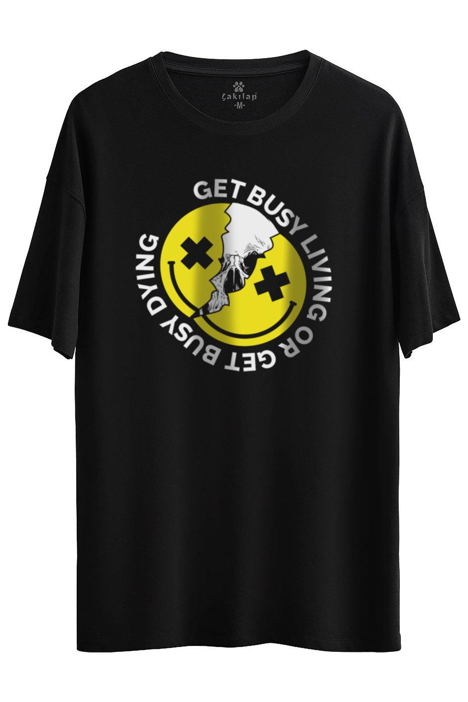 Get Busy Living Baskılı Oversize Tişört