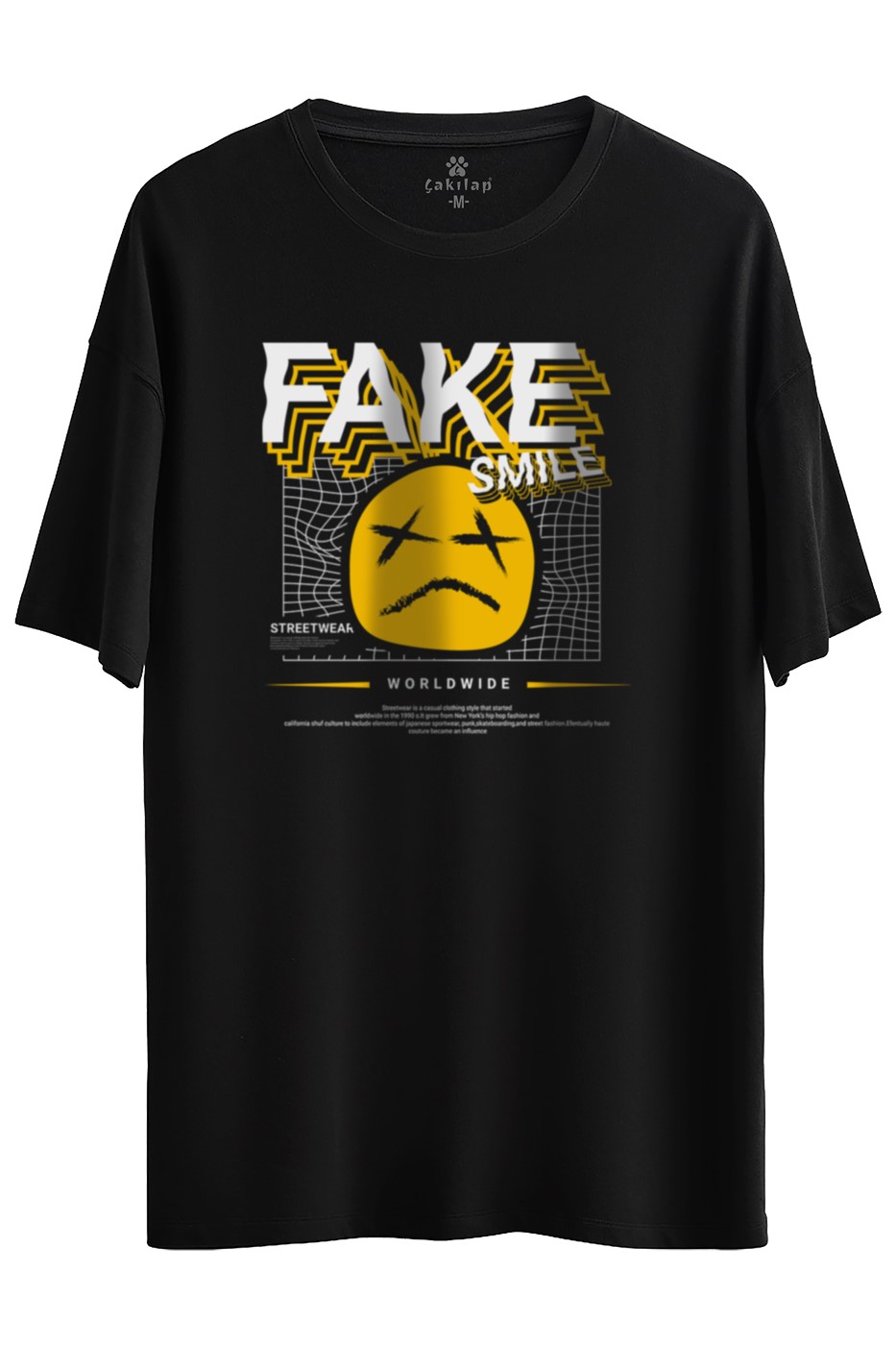 Fake Smile Baskılı Oversize Tişört