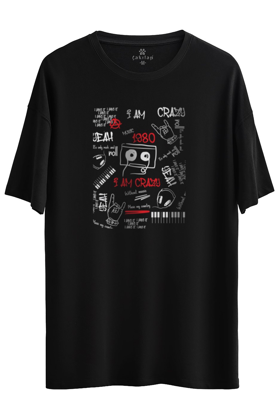 I M Crazy Baskılı Oversize Tişört