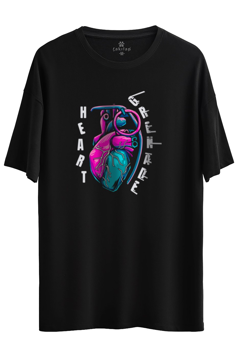 Heart Grenade Baskılı Oversize Tişört
