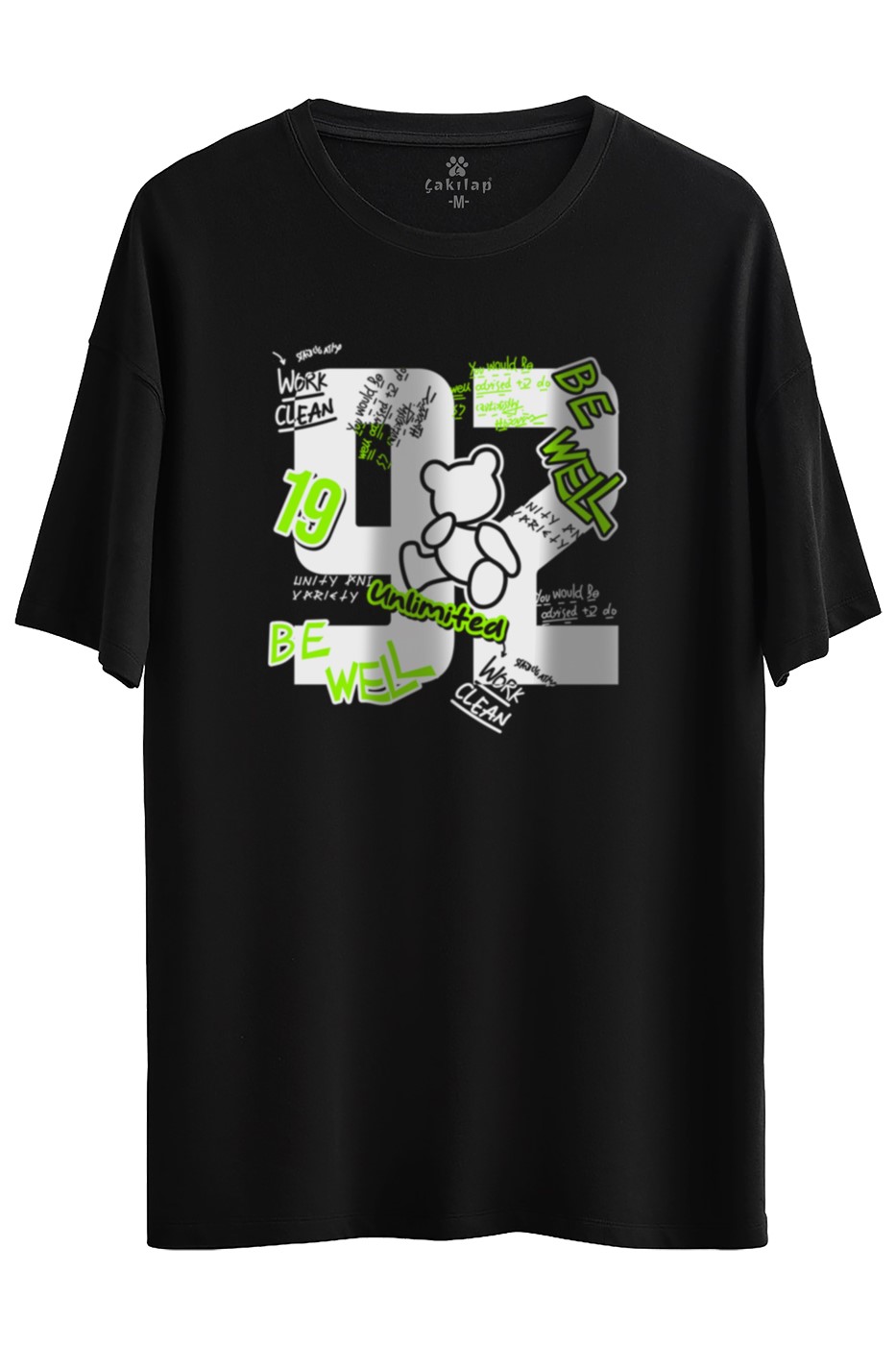 92' Baskılı Oversize Tişört