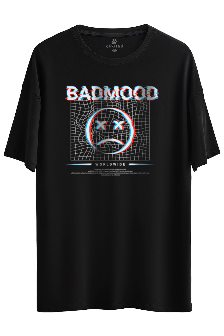 Bad Mood Baskılı Oversize Tişört