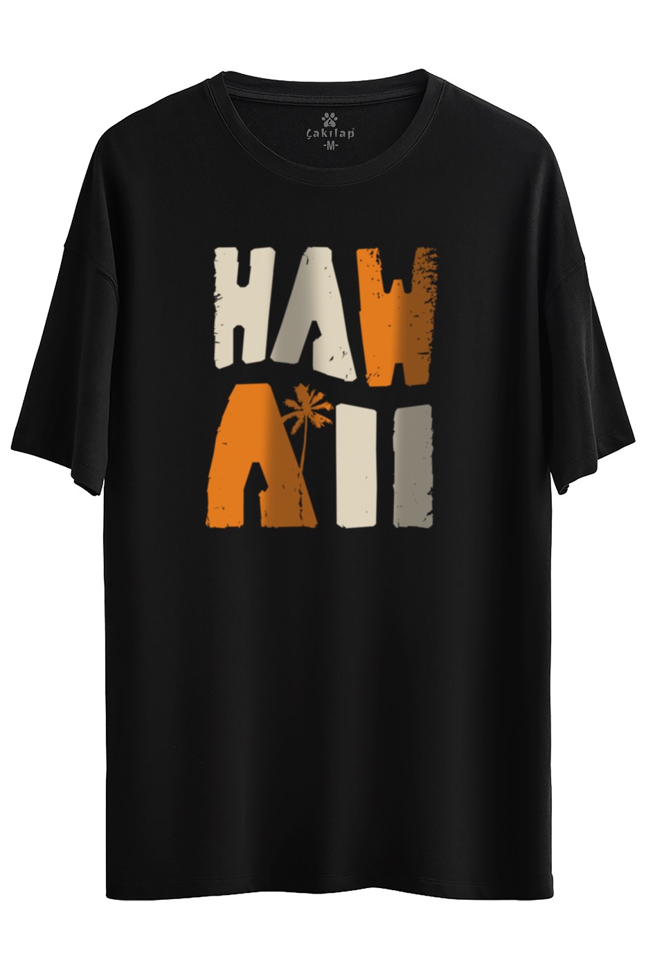 Hawaii Baskılı Oversize Tişört