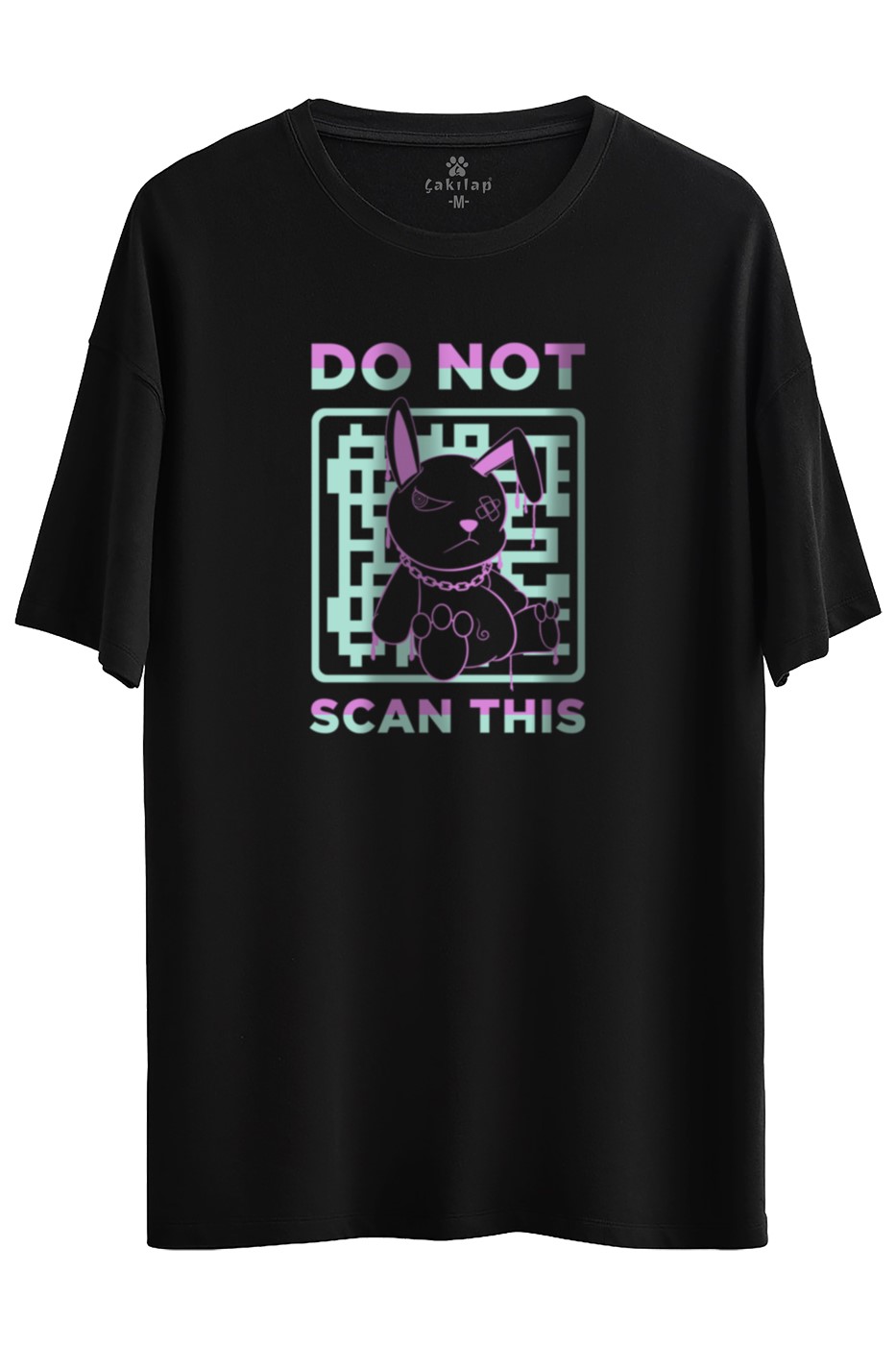 Do NoT Scan This Baskılı Oversize Tişört