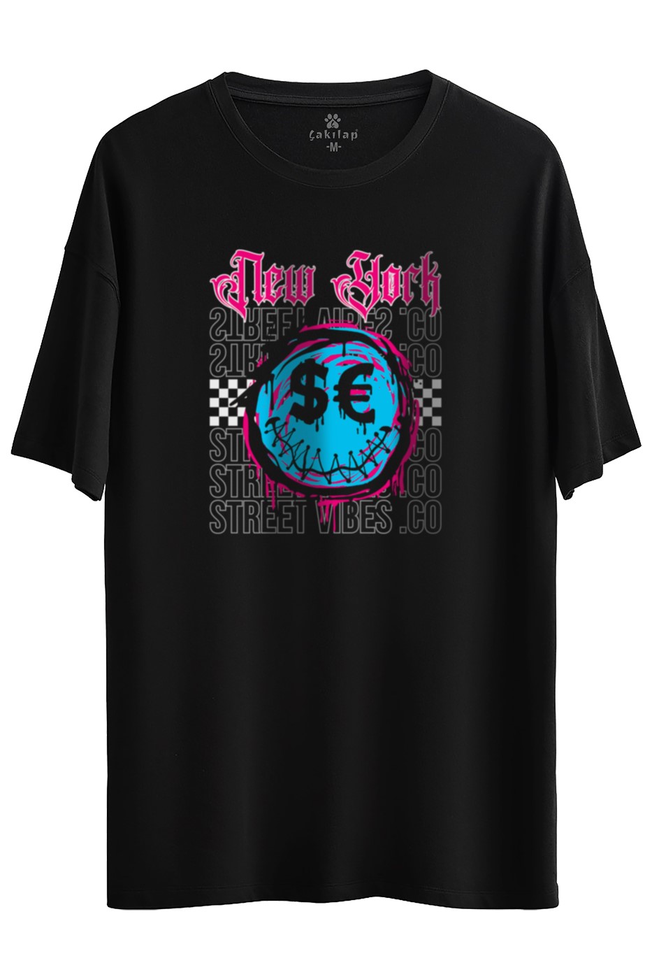 New York Baskılı Oversize Tişört