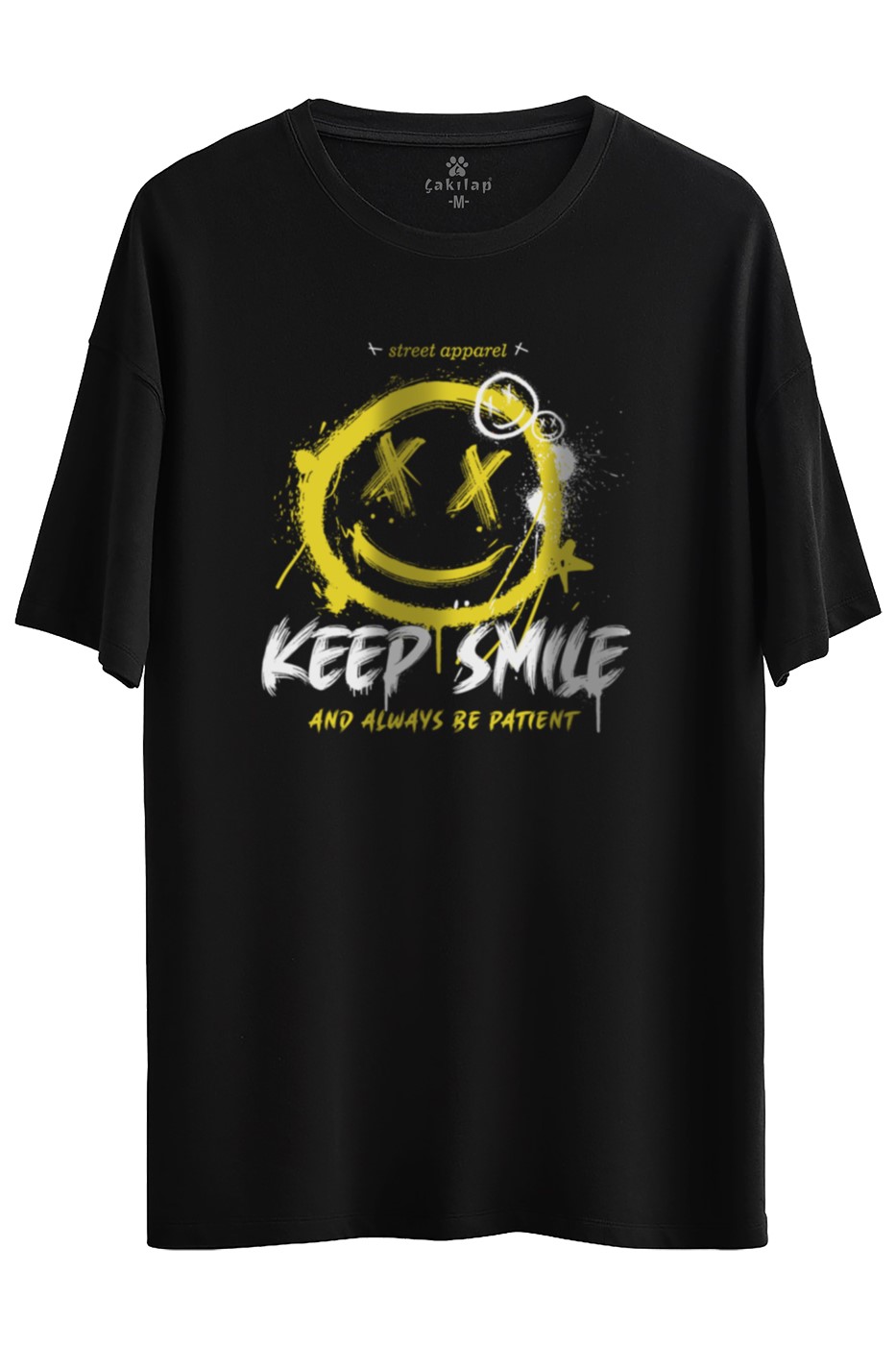 Keep Smile Baskılı Oversize Tişört