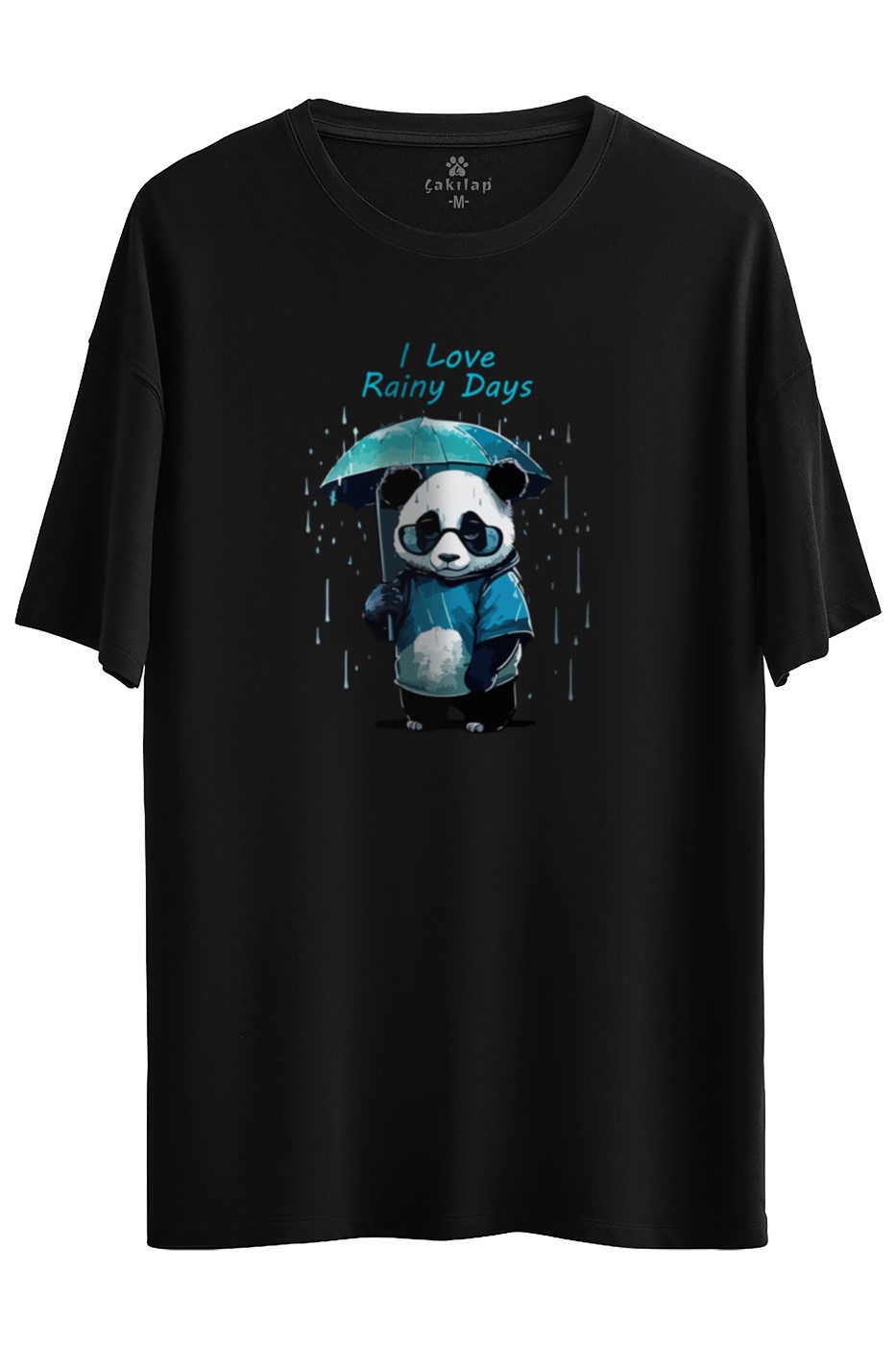 I Love Rainy Days Baskılı Oversize Tişört