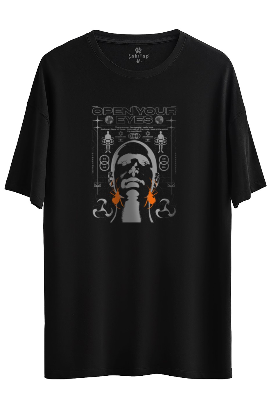 Open Your Eyes Baskılı Oversize Tişört