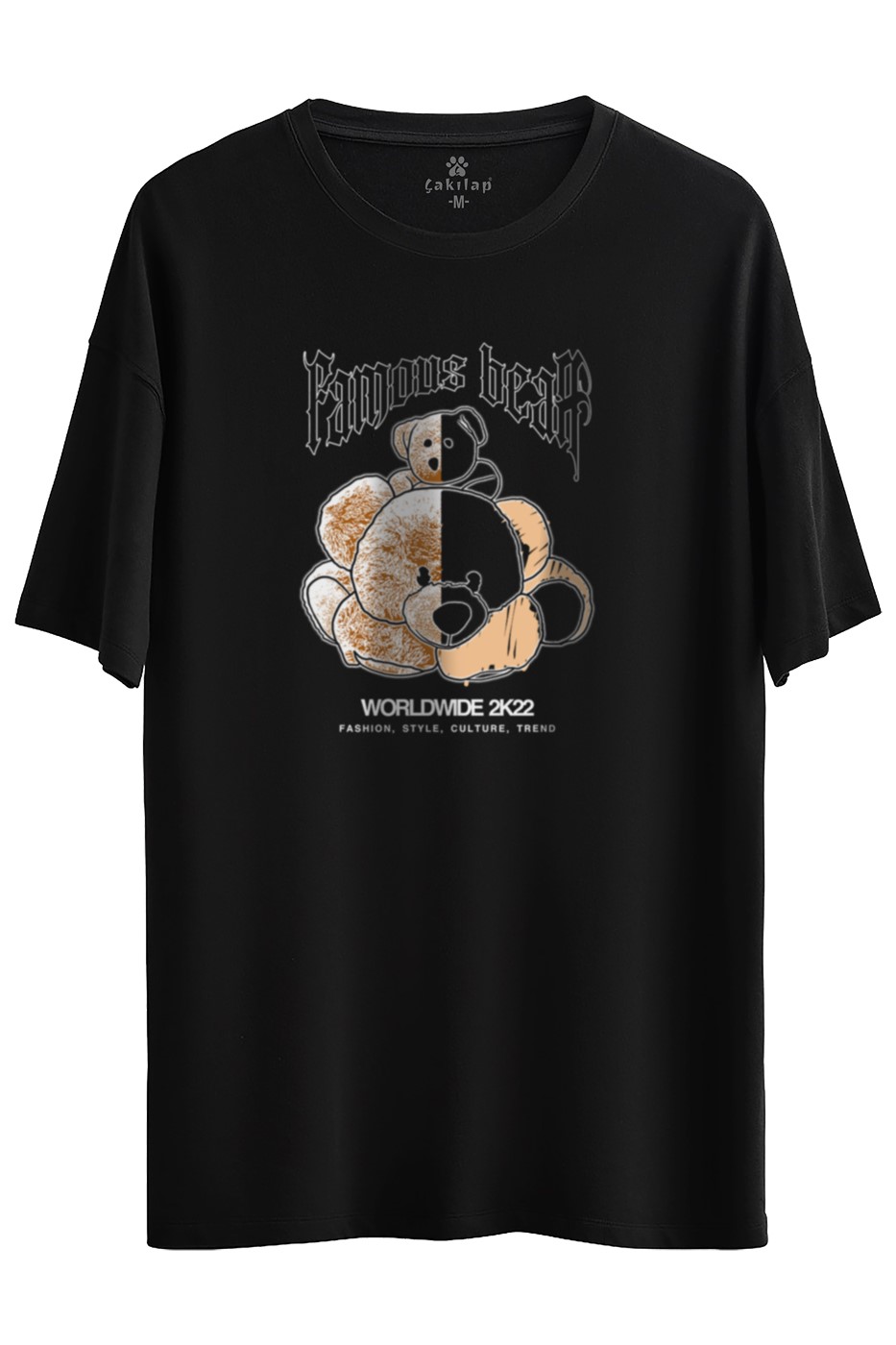 Famous Bear Baskılı Oversize Tişört