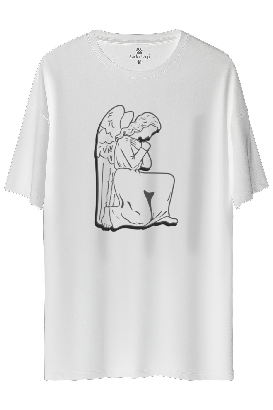 Melek Kadın Baskılı Oversize Tişört