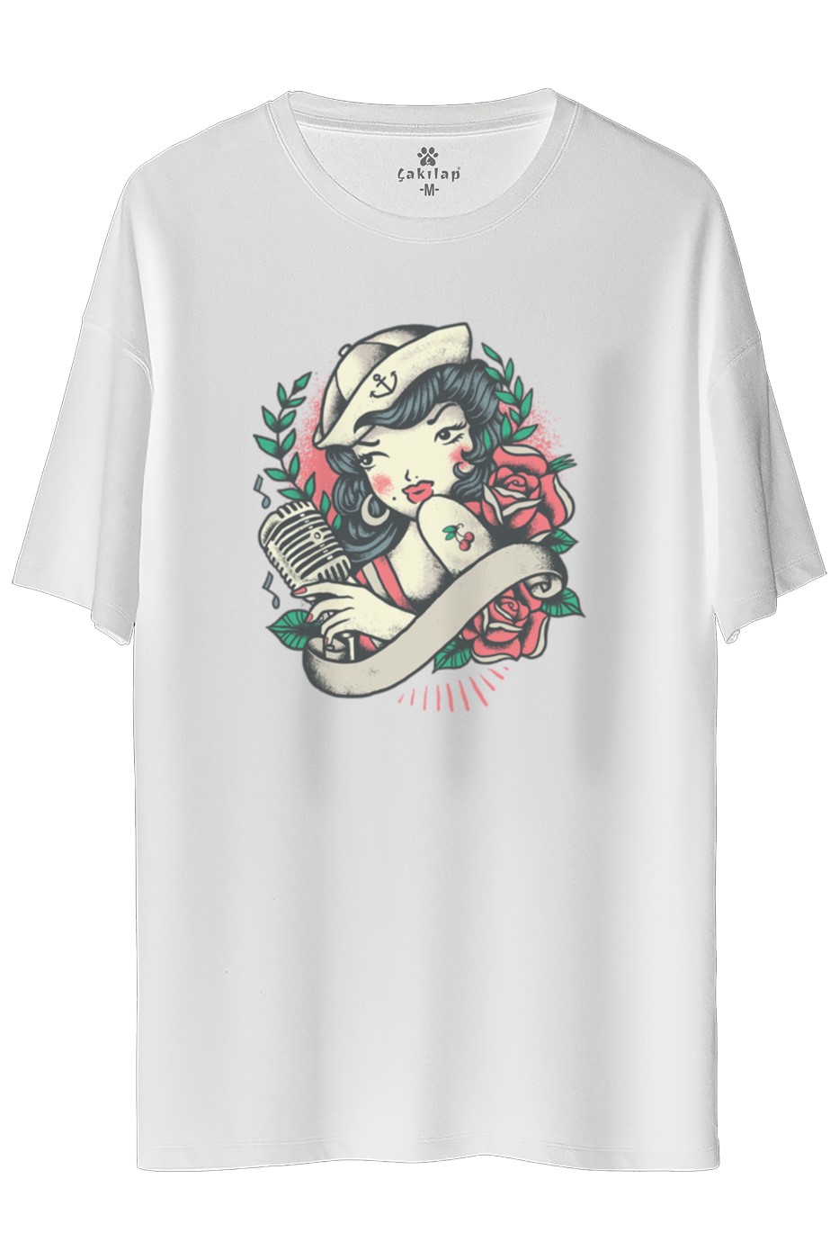 Güzel Kadın Baskılı Oversize Tişört