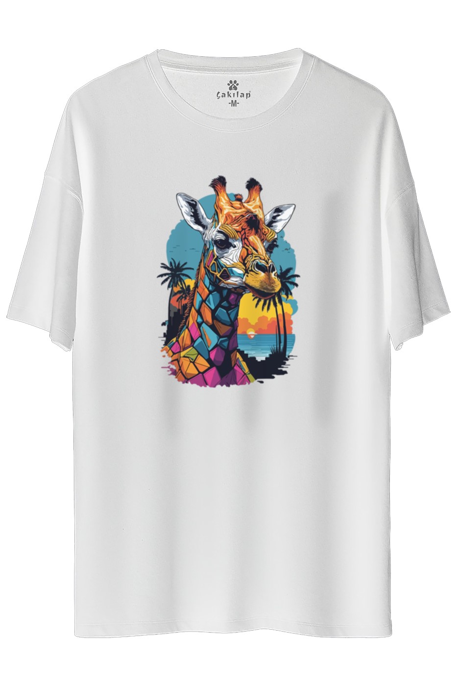 Zürafa Baskılı Oversize Tişört