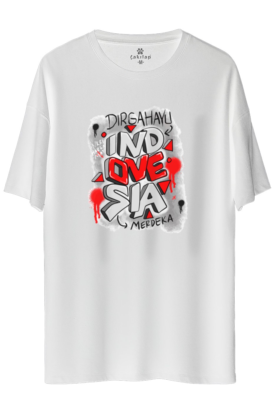 Ind Ove Sia Baskılı Oversize Tişört