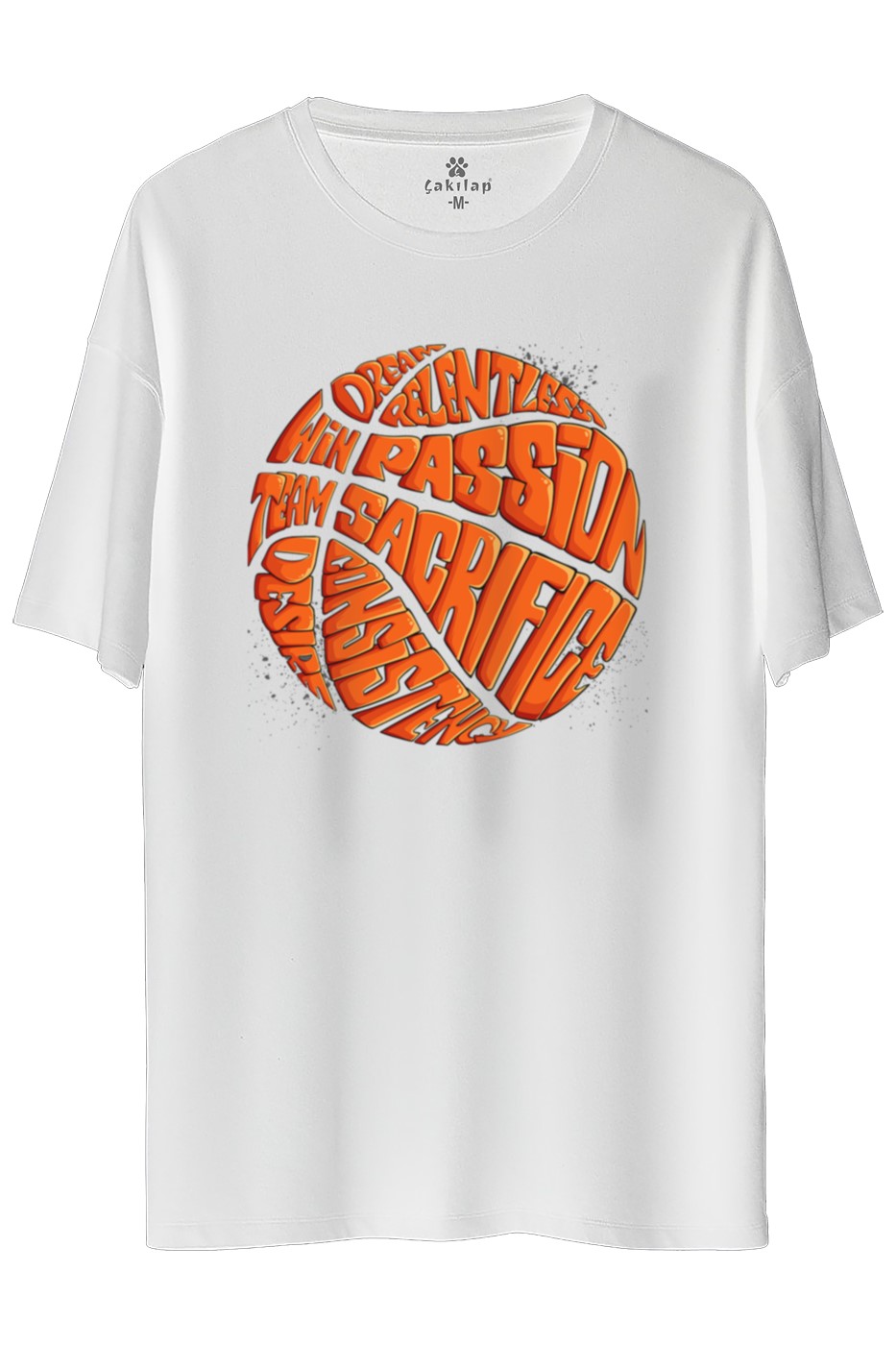 Win Passion Baskılı Oversize Tişört