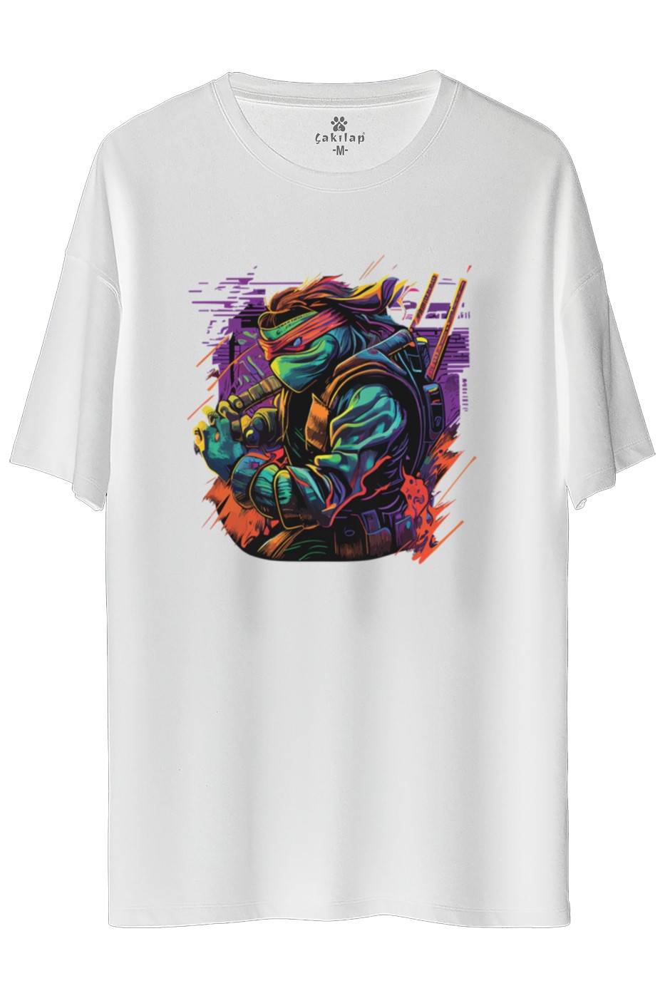 Ninja Kaplumbağa Baskılı Oversize Tişört