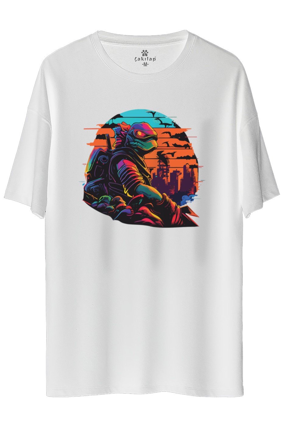 Ninja Kaplumbağa Baskılı Oversize Tişört