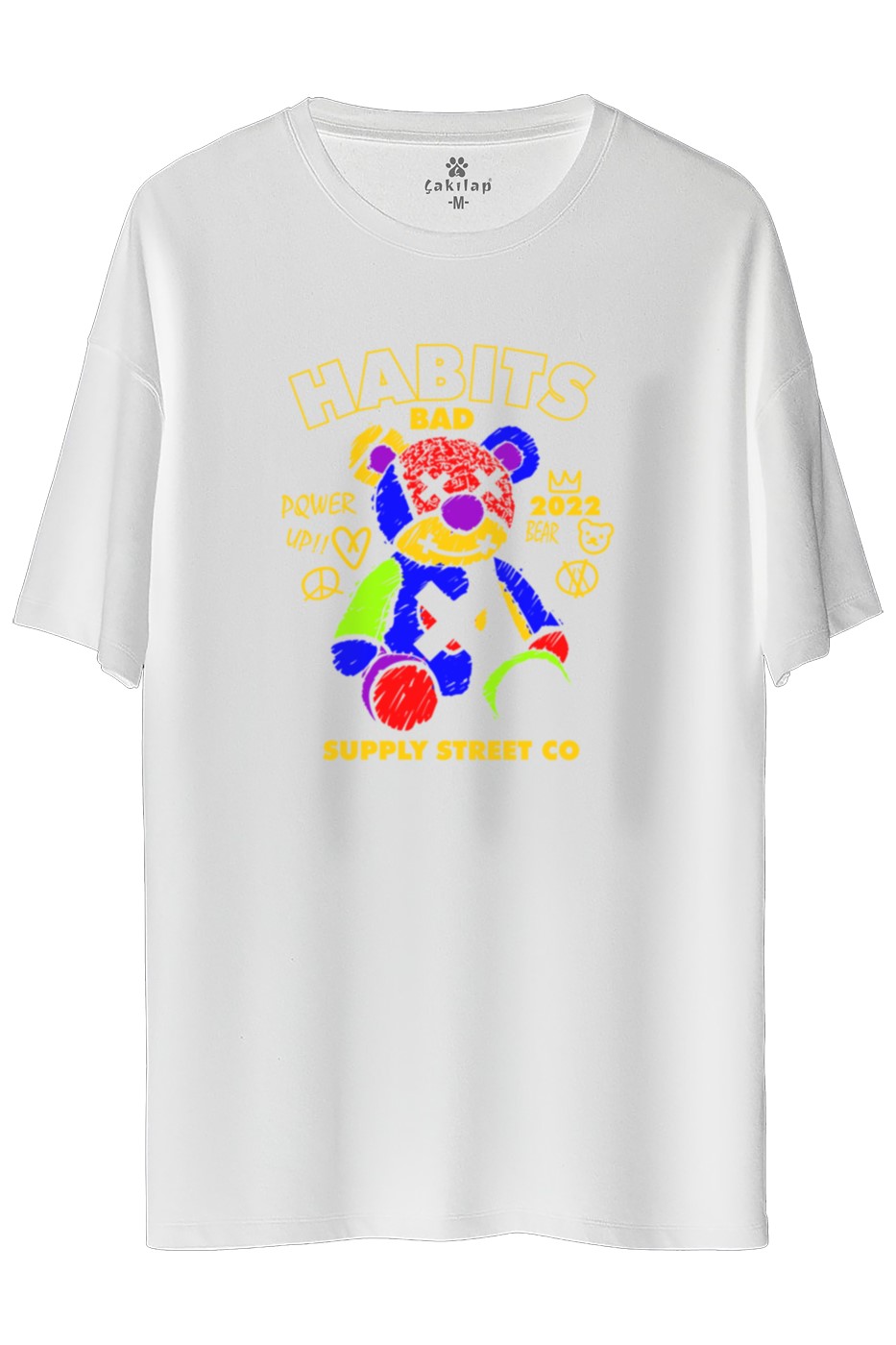 Habits Bad Baskılı Oversize Tişört