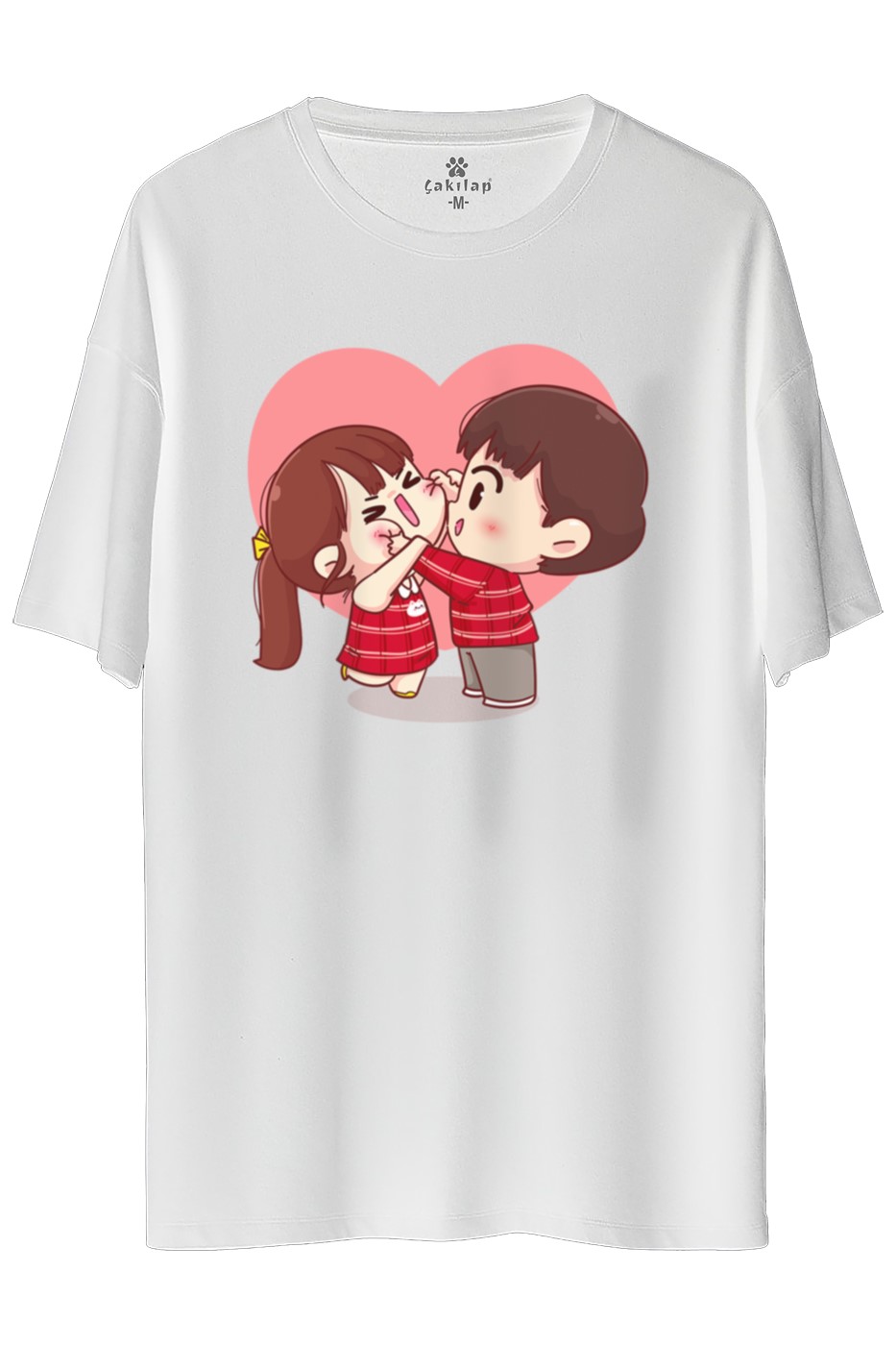 Sevimli Çift Baskılı Oversize Tişört