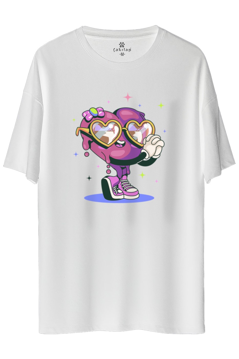 Aşık Kalp Baskılı Oversize Tişört