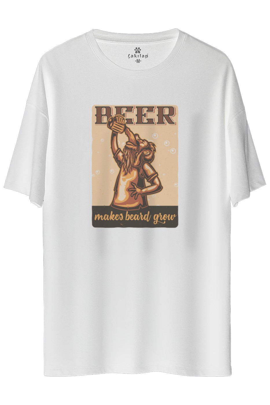 Beer Baskılı Oversize Tişört