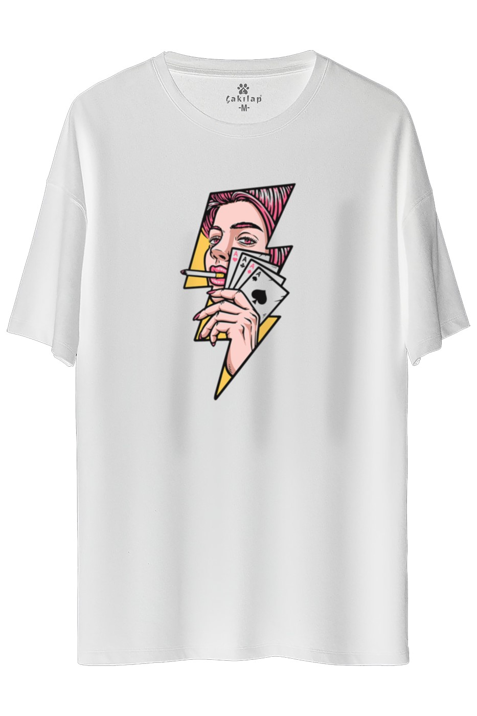 Gambling Woman Baskılı Oversize Tişört