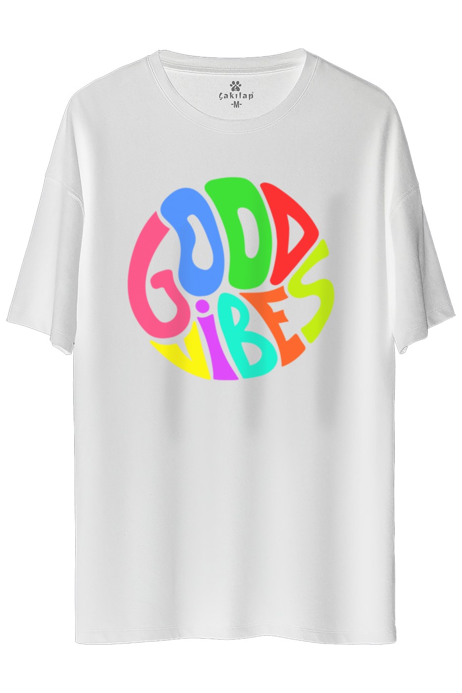 Good Vibes Baskılı Oversize Tişört
