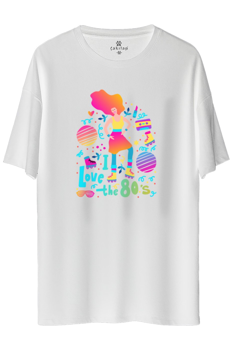 I love the 80s Baskılı Oversize Tişört