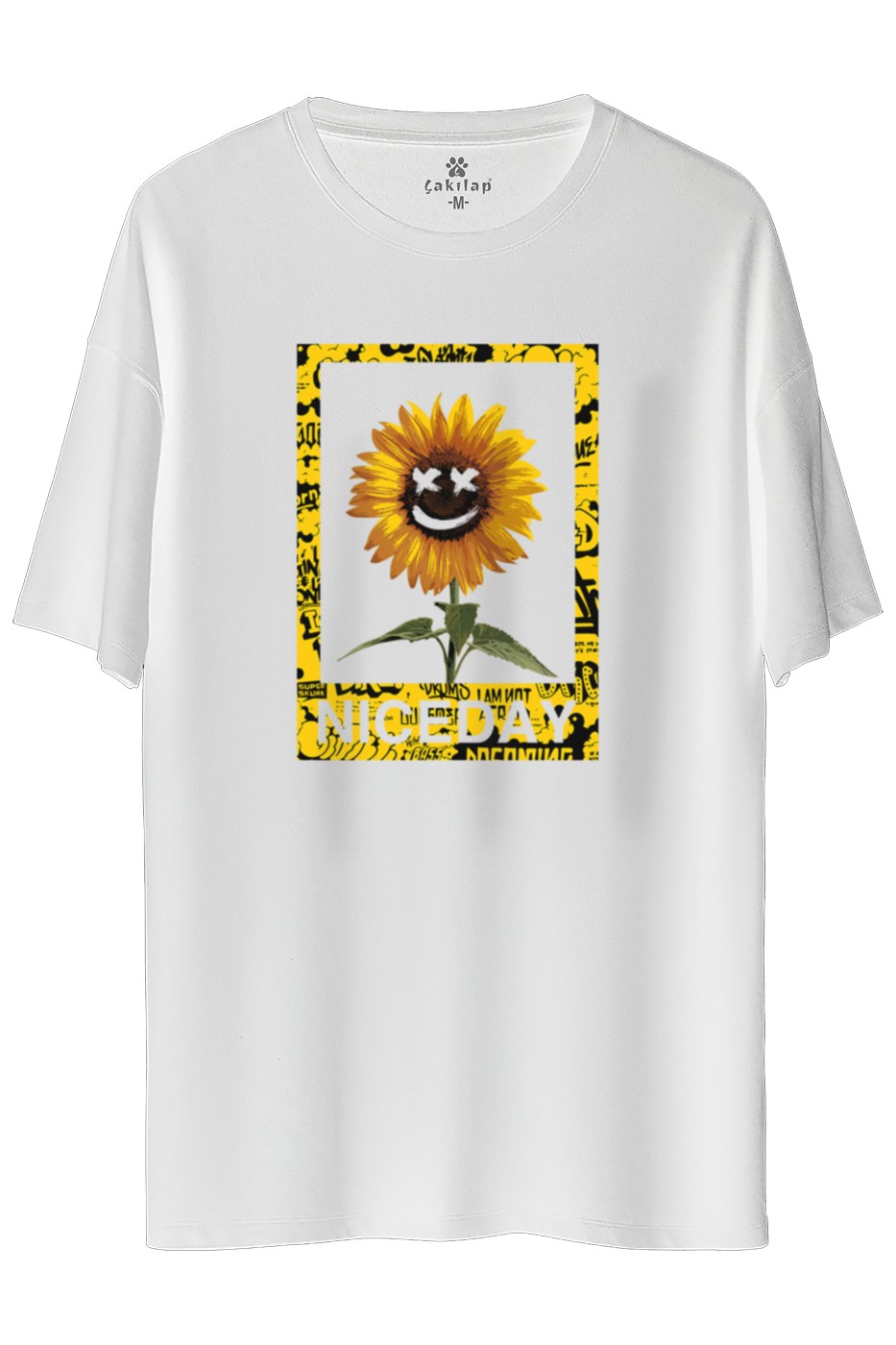 Nice Day Baskılı Oversize Tişört