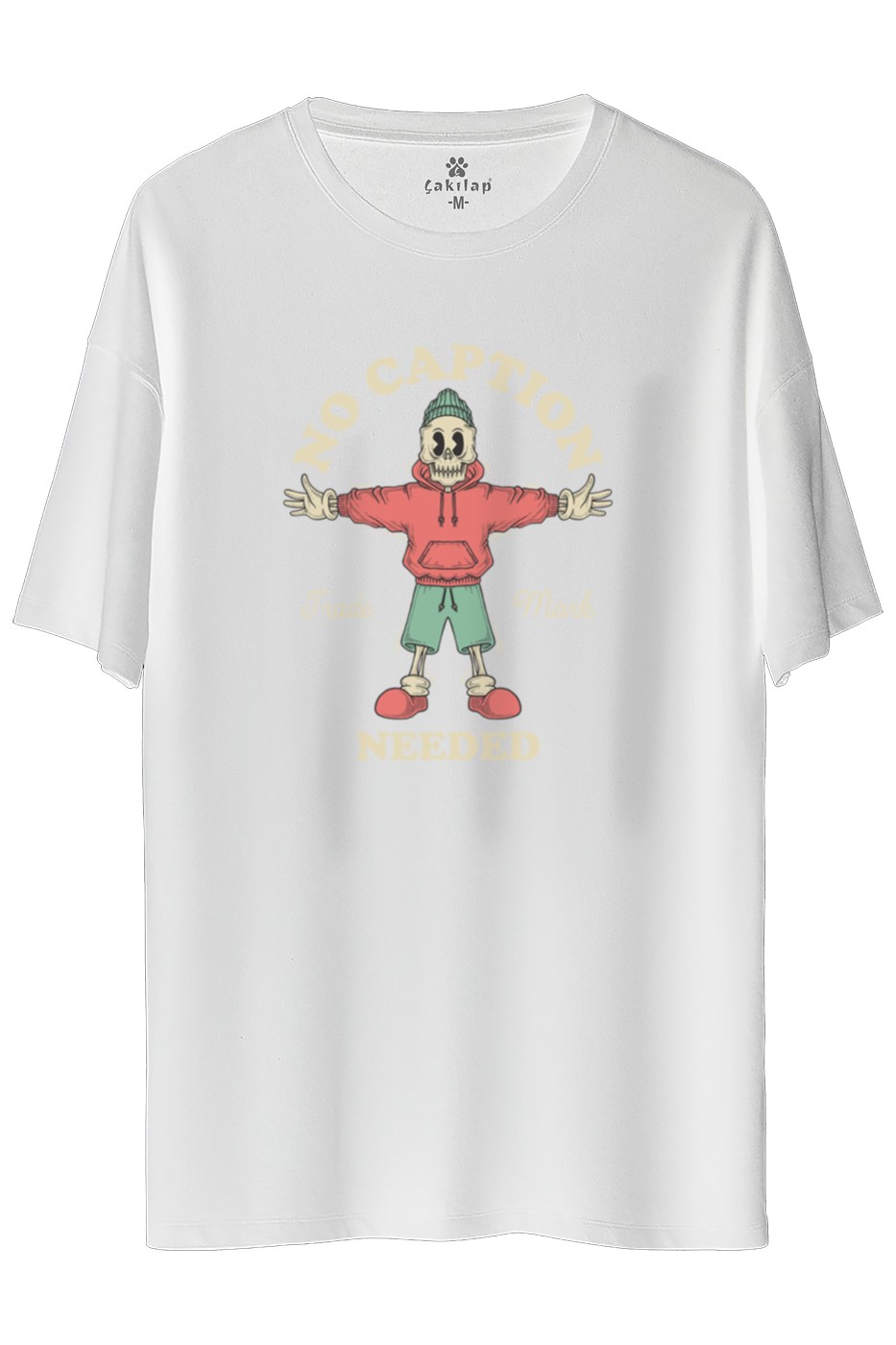 No Caption Baskılı Oversize Tişört