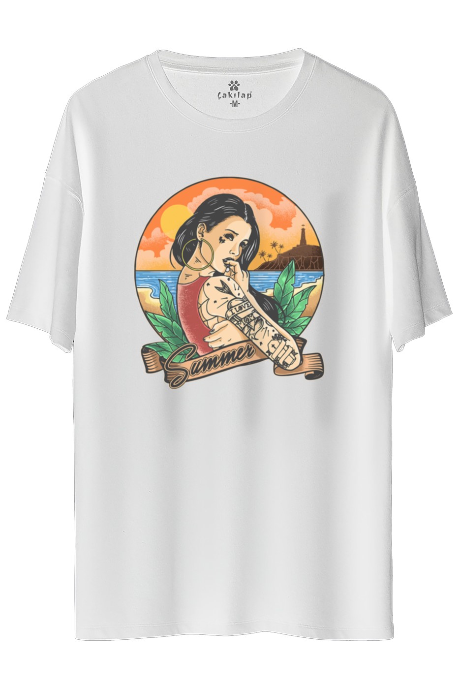 Summer Women Baskılı Oversize Tişört