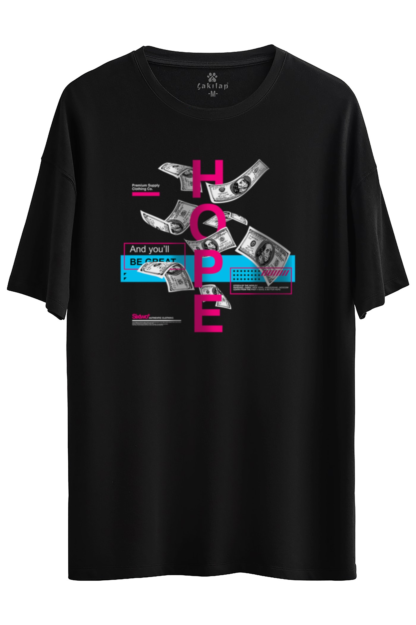 Dont Give Up Baskılı Oversize Tişört