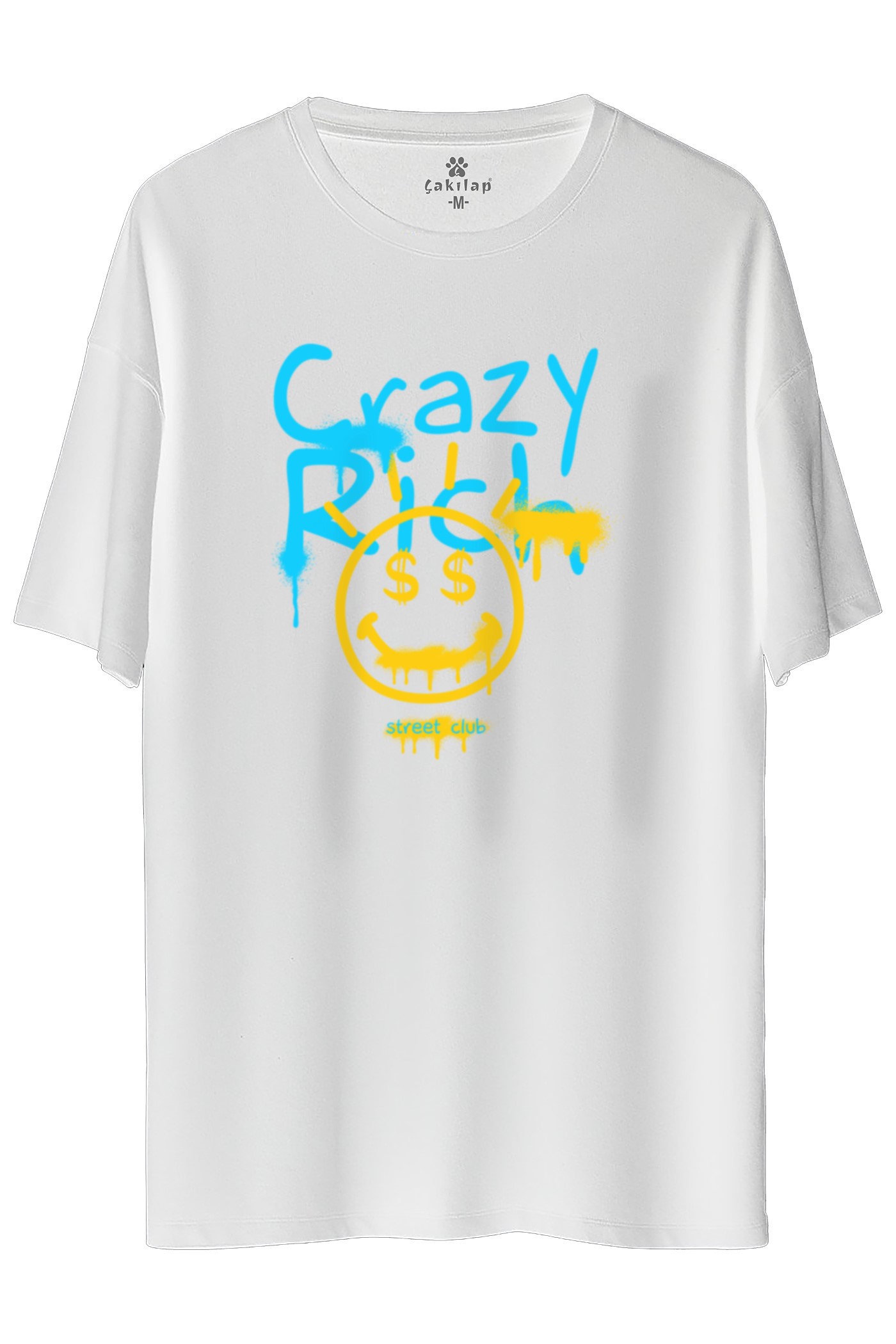 Crazy Rich  Baskılı Oversize Tişört