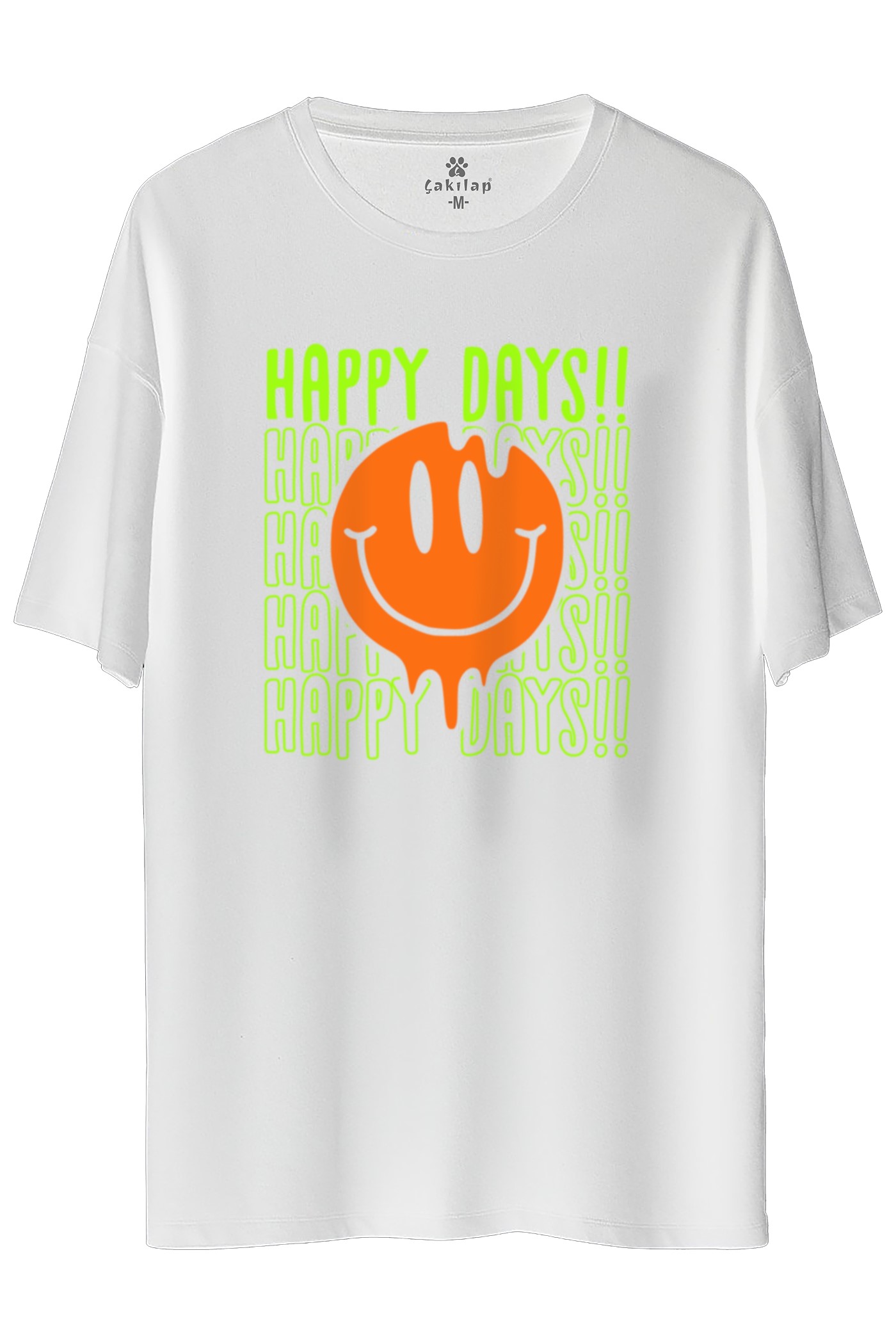 Hapy Days  Baskılı Oversize Tişört
